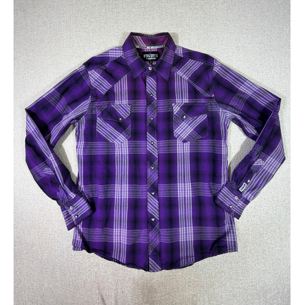 Cinch Garth Brooks Sevens Mens Medium Purple Black Pearl Snap Shirt Western Wear
